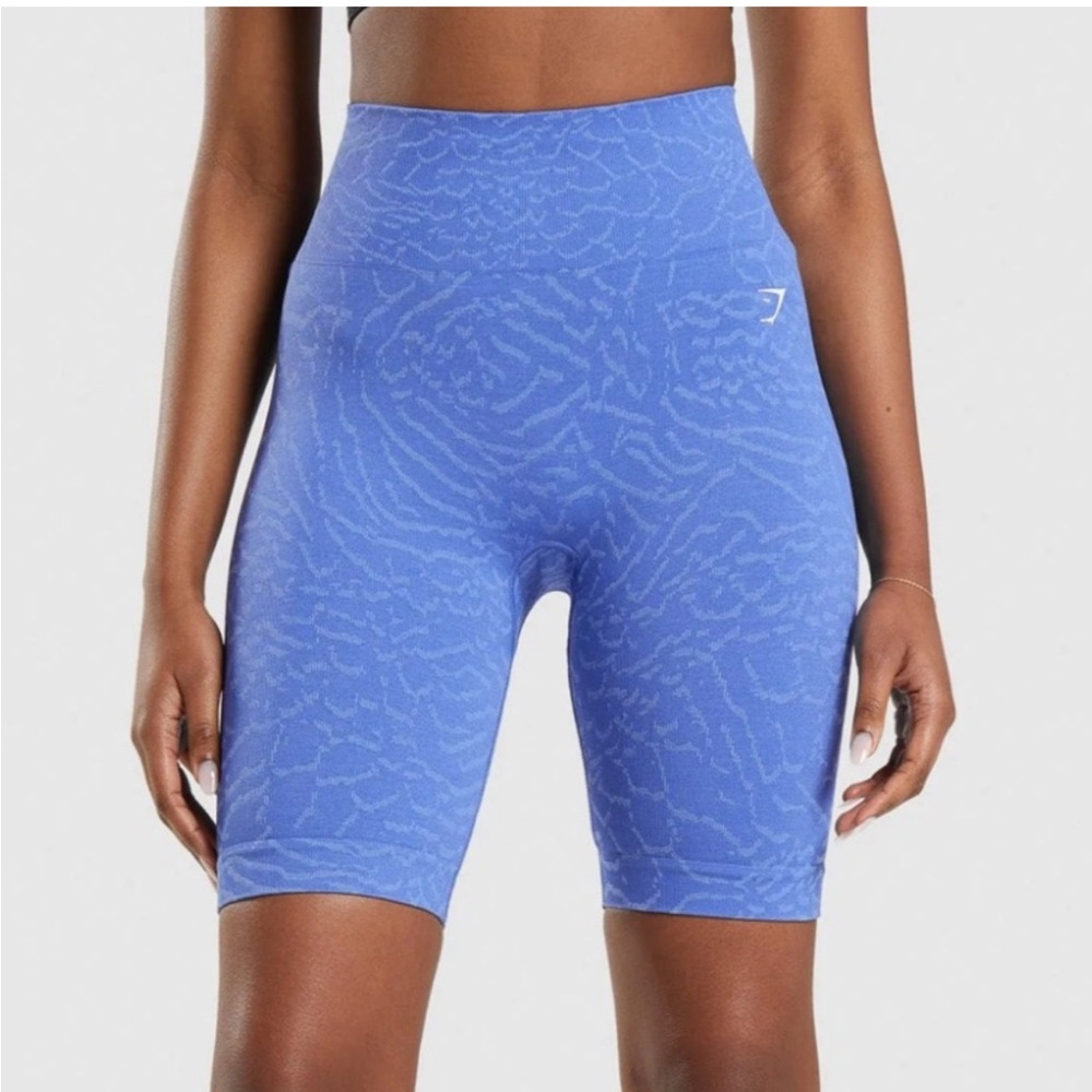 Gymshark Blue Bike Shorts High-Waisted Seamless
